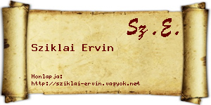Sziklai Ervin névjegykártya